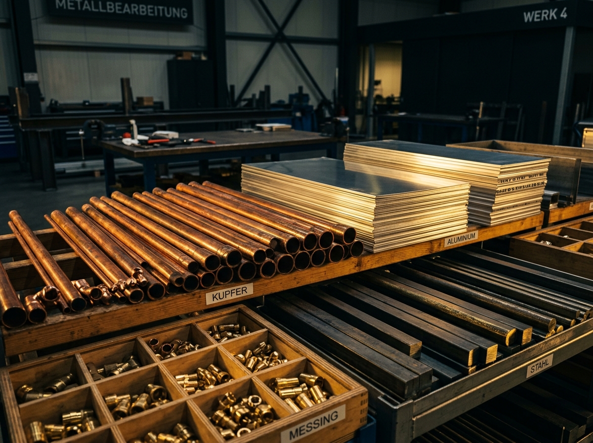 Sorted copper, aluminium, brass and steel materials